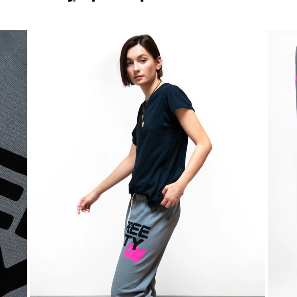 Freecity Gray and Pink Track Pants